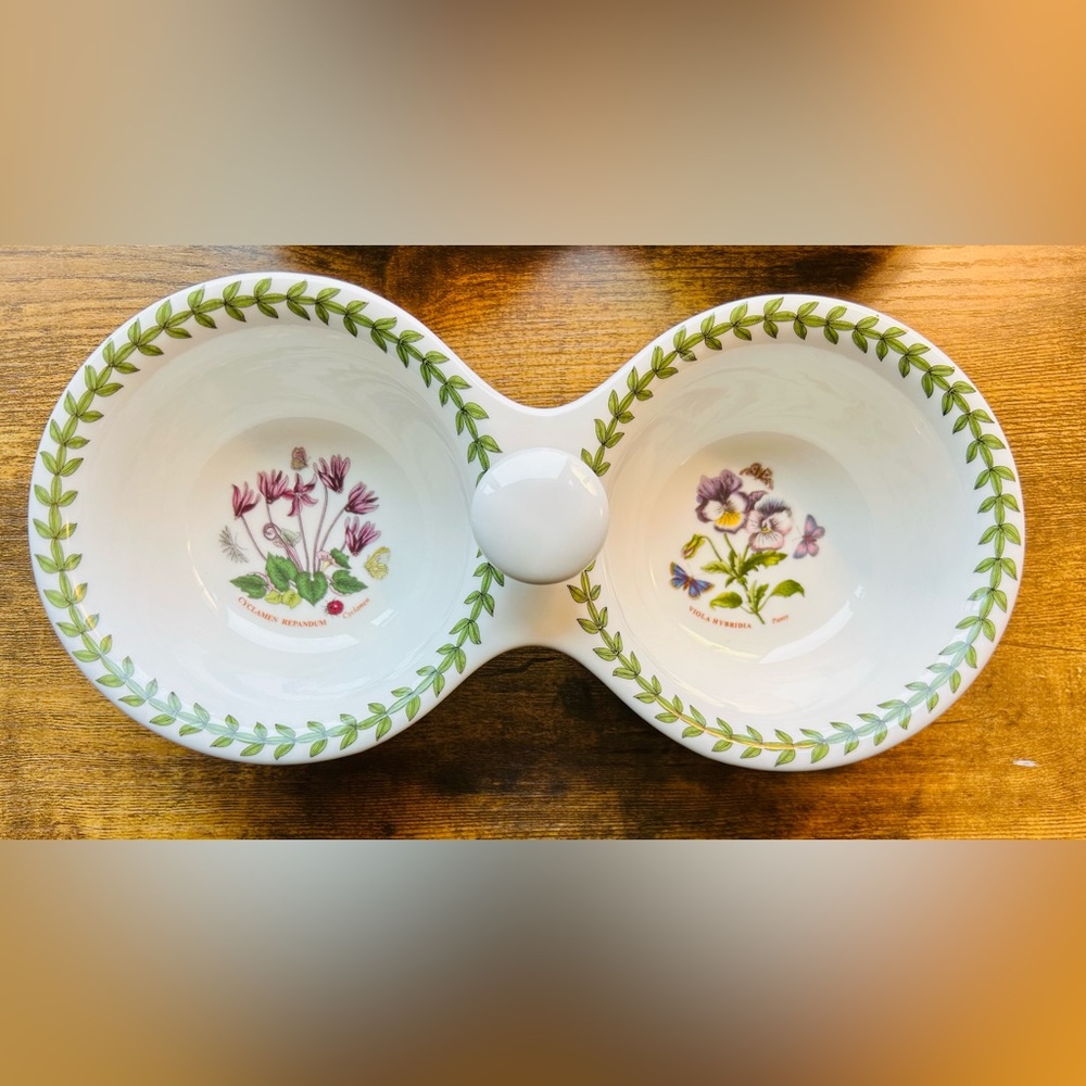 Portmeirion Botanic Garden Center Handled Relish Dish Cyclamen/Pansy